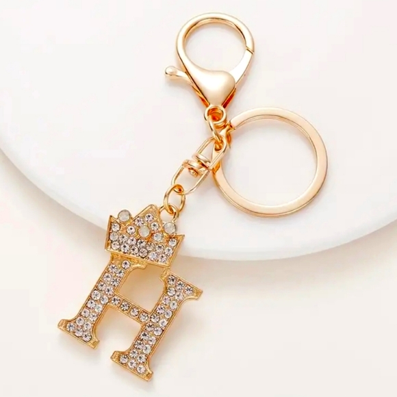 Rhinestone Initial Crown Purse Charm - Picture 4 of 4